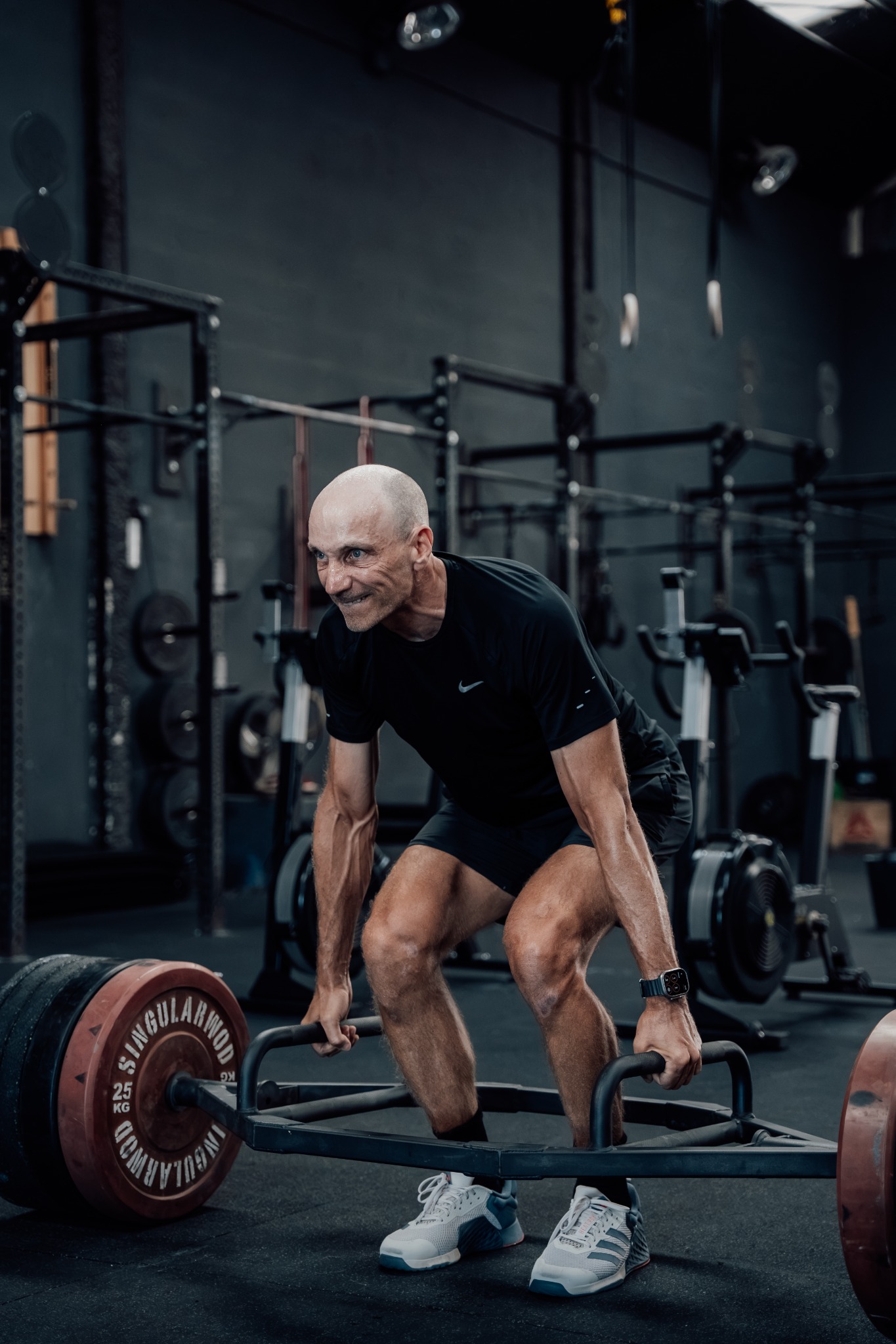 Athlete working with a loaded sled